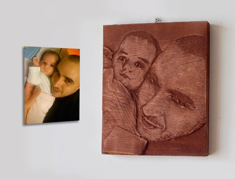 Wooden carving of your own Picture wood carving engraving of portraits make your own customized woodcarving for the wall wood relief image 7