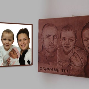 Sculpture sur bois personnalisée Portrait de famille en bois 3D photo gravée personnalisée pour anniversaire de mariage, cadeau spécial d'anniversaire image 5