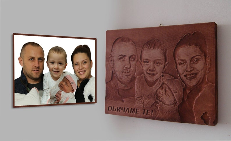 Sculpture sur bois personnalisée Portrait de famille en bois 3D photo gravée personnalisée pour anniversaire de mariage, cadeau spécial d'anniversaire image 5