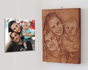 Custom 3D Wood Carving, Family Portrait, Anniversary Gift Child Portrait