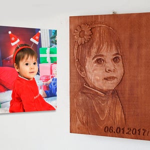 Wooden carving of your own Picture wood carving engraving of portraits make your own customized woodcarving for the wall wood relief image 8