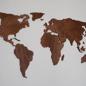 Carte du monde en bois pour décoration murale, oeuvre d'art en bois à accrocher au mur, grande carte du monde, le monde dans votre maison, panneau mural
