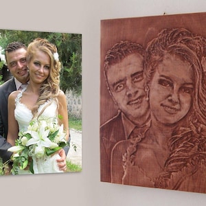 Custom Wood Carving Portrait: Personalized Family Photo, Wall Hanging