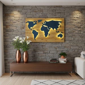 wooden world map