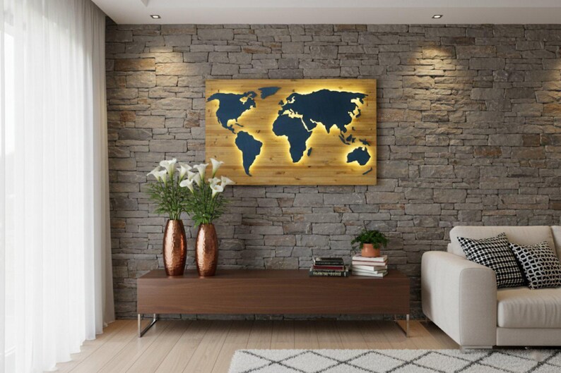 wooden world map