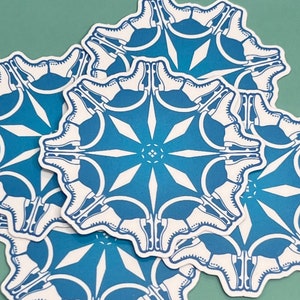 Skate Snowflake - Figure Skater Snowflake - Waterproof Sticker