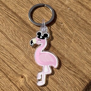 Flamingo Crossing Village Flamingo Mascot Acrylic Keychain