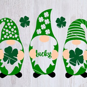 Three Gnomies Svg, Png, Dxf, St Patricks Day SVG St Patrick&#39;s Day Mug, Lucky Gnome TShirt,Shamrock Svg, Irish, Irish, Digital File, Stencil