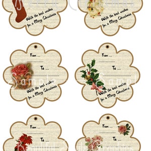 Victorian Christmas Printable Gift Tags, 26 Vintage Printable Tags in ...