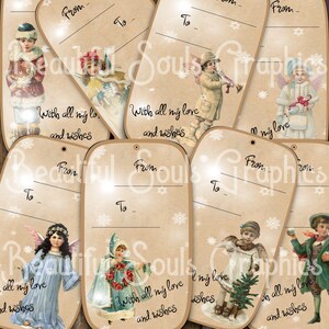 Victorian Christmas Printable Gift Tags, 26 Vintage Printable Tags in ...