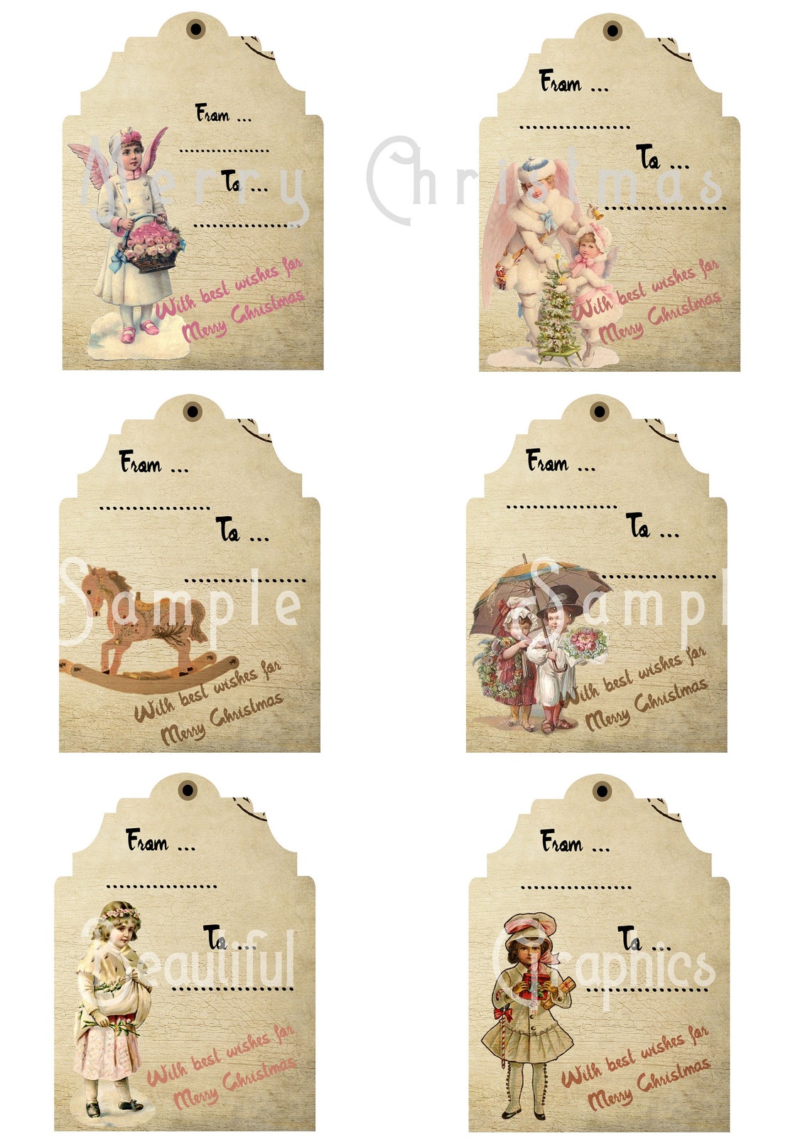 Victorian Christmas Printable Gift Tags, 26 Vintage Printable Tags in ...