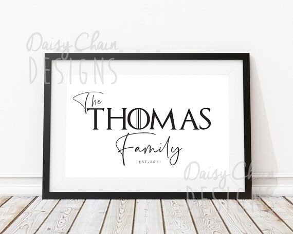 Game Of Thrones Game Of Thrones Family Name Print Tv Etsy