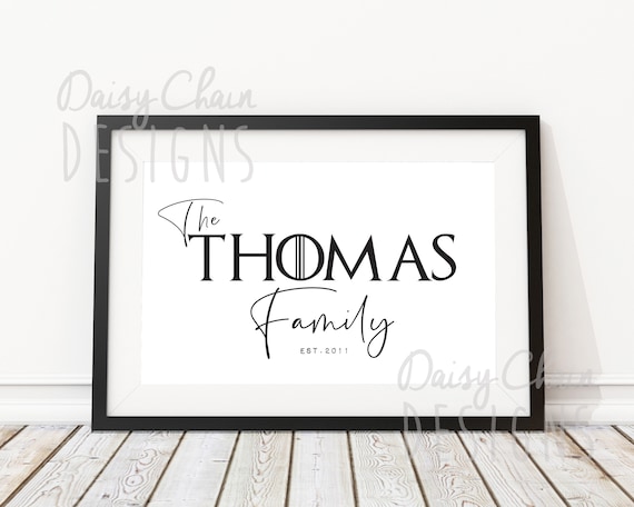 Game Of Thrones Game Of Thrones Family Name Print Tv Etsy