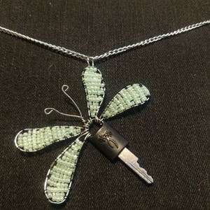 Light Green Palmtree Luggage Lock Key Dragonfly Pendant