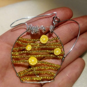 Lemonade Jug Necklace Charm with Lemon beads