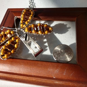 Brown on Tan Dragonfly Zipper Pull Pendant