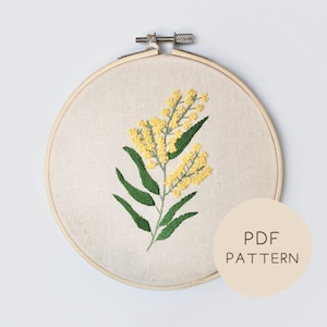 Patrón de bordado PDF Wattle / Diseños de bordado australianos