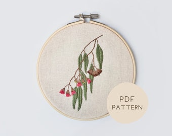 Gum leaves PDF Embroidery Pattern | Australian Embroidery Designs