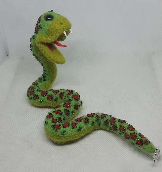 Green Snake Handmade Wool Snake Gift for Her Symbol of 2025 New