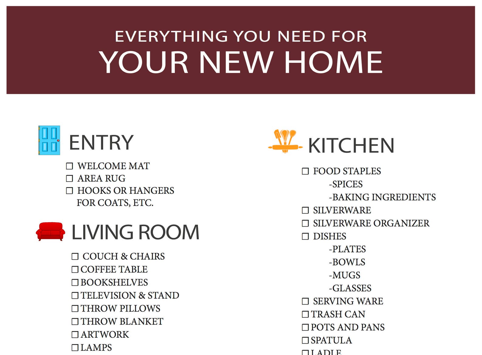 Everything You Need for Your New Home (checklist) Etsy