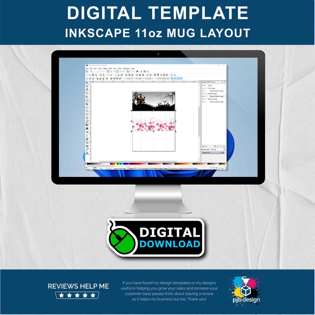 Template Box Inkscape Inkscape Mug Template: 11oz Sublimation & Uvdtf Design Layout (SVG ...