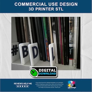 3D Printer Alphabet Vinyl Record Divider STL Files: Music Lover Gift