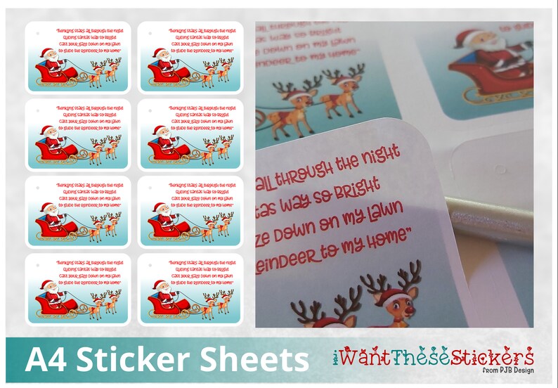 Reindeer Dust or Food Sticker Tag Digital Download Print &amp; Cut | Etsy