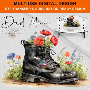 Diseño de botas florales de banco conmemorativo / Día del Padre Te extraño papá / Abuelo / Mamá / Simpatía por duelo / Uso comercial