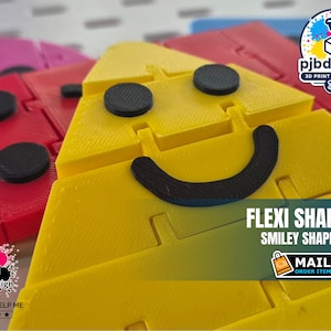 3D Printed Smiley Face Shapes Flexi Fidget Toy: Toddler Learning Colors