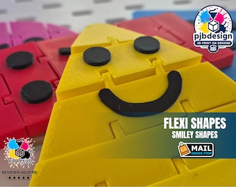 3D Printed Smiley Face Shapes Flexi Fidget Toy: Toddler Learning Colors