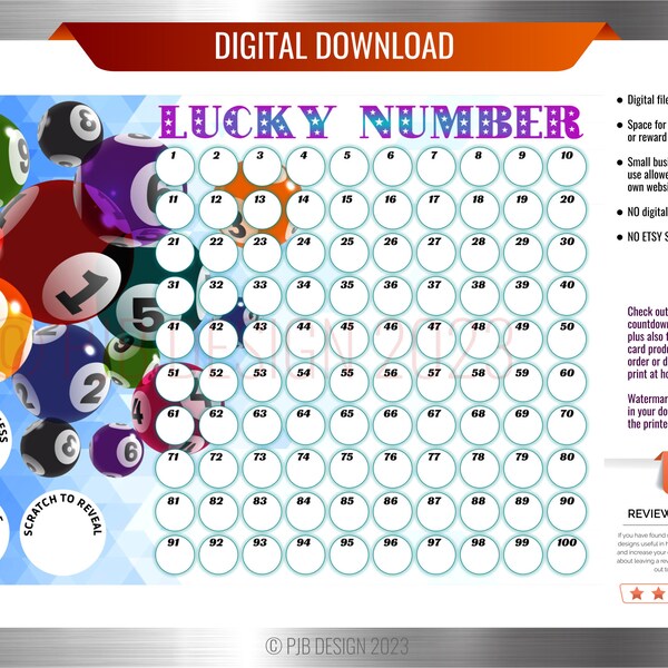 Number Scratch Card Etsy