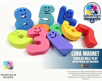 Smiley Face Numbers Set Toddler Primary Colours Learning, Free Standing 0 - 9 with Bag