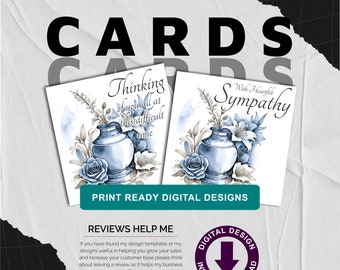 Sympathy Card Pack Pack 12 with Different Fixed Text / Square Sympathy Card Double Design Pack / Multiuse / Commercial Use