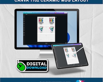 Szablon projektu kubka Canva: kubek 11 uncji, układ A4 (do pobrania w formacie PDF)