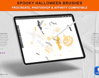 Digital Art Halloween Brushes Add Overlays to Your Sublimation or Print Designs -Procreate, Photoshop, Affinity Photo