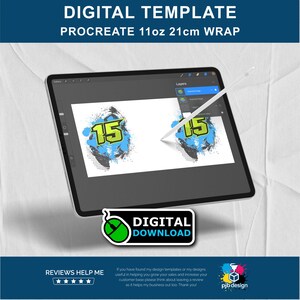 Procreate Mug Wrap Template: 11oz Ceramic Mug Design (Digital Download)