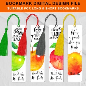 Teacher Sublimation Bookmark Gifts Apple Theme Digital Design Template Set of 4 - Standard Ink and Sublimation Ready Commercial Use