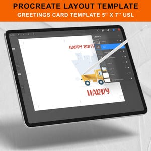 Procreate 5" x 7" Greetings Card USLPage Design Template Ipad - Layout & Cut Grid Card Design Layout Template
