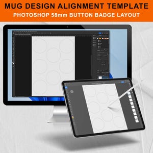 Photoshop 58mm Button Pin Badge Design & Layout Template - Photoshop,  Smart Objects PSD
