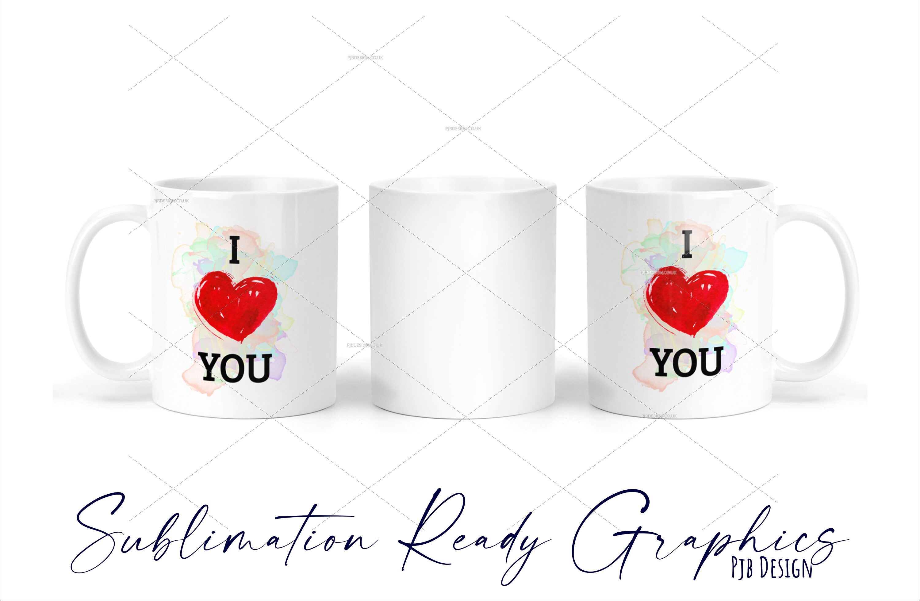 I Heart You With Watercolor Background Valentines Design Mug - Etsy