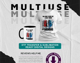 Twin Dad Gamer Mug Design Templates Low Cost Mug Designs Including Product Mock Ups Dad of Twins / Sub & Transfer Ready Commercial Use