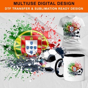 Portugal Football Splash Design Multiuse Textless / Sublimation & Print Ready Digital Design / Commercial Use