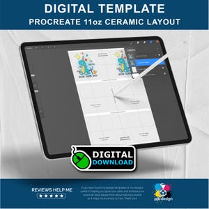 Procreate Mug Design Template: 11oz Sublimation Layout (A4) (Digital Download