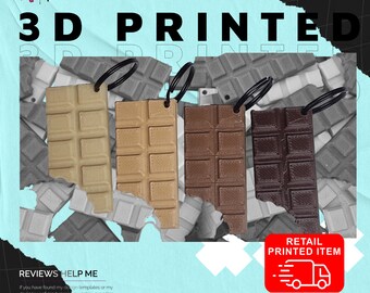 Chocolate Bar Keyring Chunky Chocolate Choose Your Colour keyring or Bag Tags - 3D Printed Gift Item