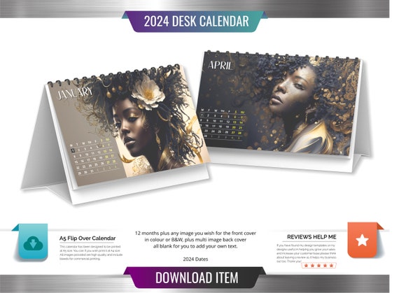 Black Women 2024 Desk Calendar UK Bank Holidays / A5 Digital Download /  Month Dates With Bank Holidays Highlighted / Commercial Use - Etsy