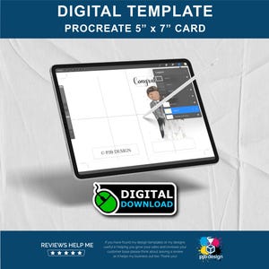 Procreate 5x7 Greetings Card Template: Layout & Cut Grid (Digital Download)