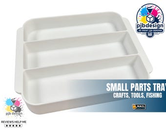 Small 3 Section Parts Tray with Lip in White - Crafting Fishing or Small Tool Storage