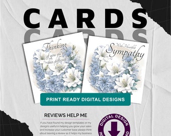Sympathy Card Pack Pack 10 with Different Fixed Text / Square Sympathy Card Double Design Pack / Multiuse / Commercial Use