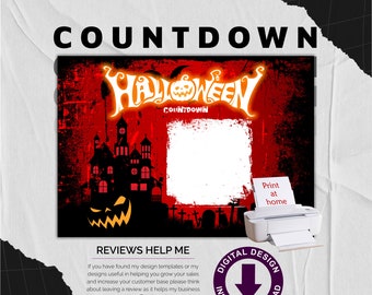 Halloween Countdown Mini Poster Haunted House  / Print at Home Item to Mark Off the Days Before Halloween / Customised Name