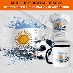 Diseño de salpicaduras de fútbol de Argentina, multiusos, sin texto, listo para sublimación e impresión, diseño digital, uso comercial